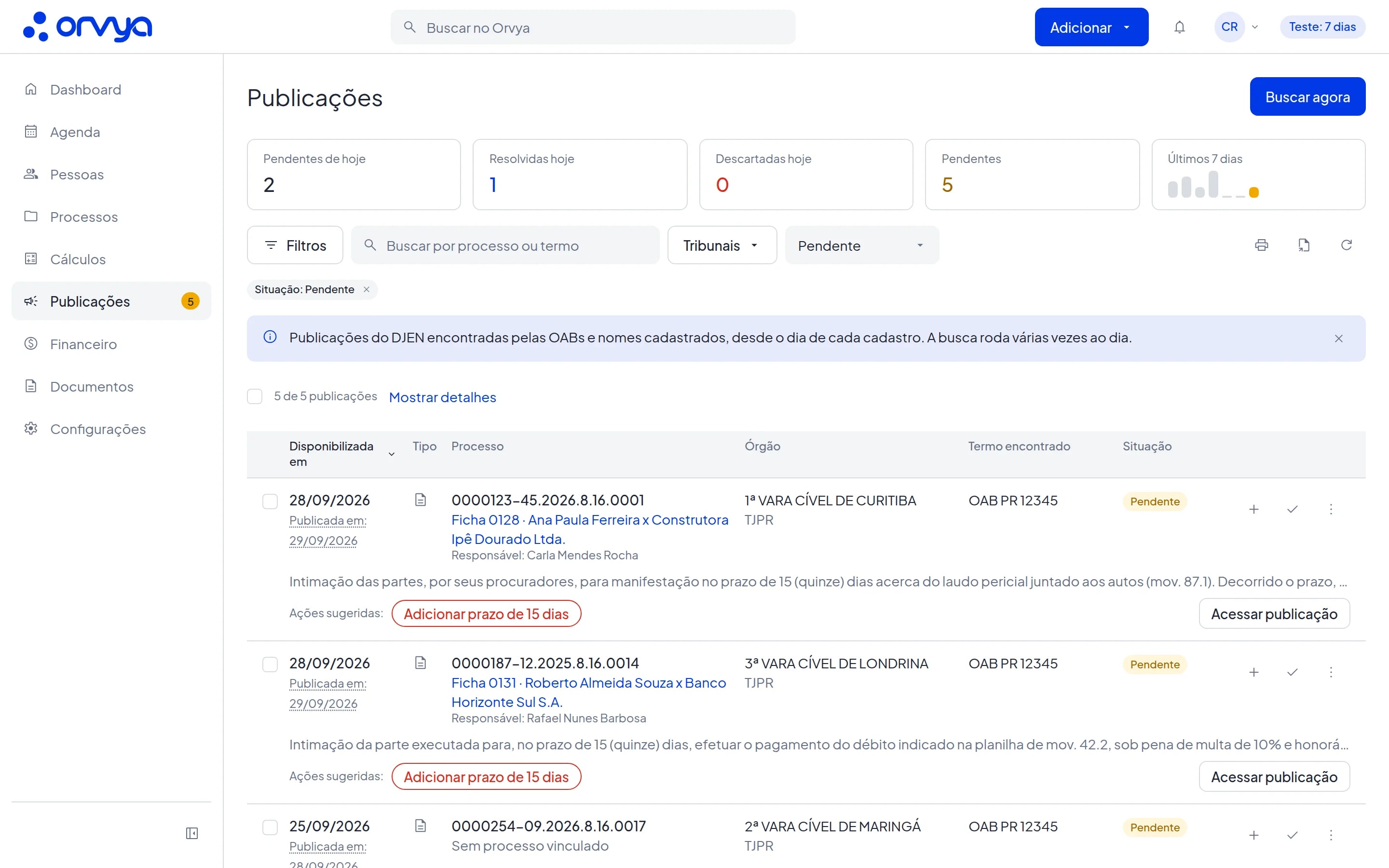 Publicações oficiais organizadas no Orvya