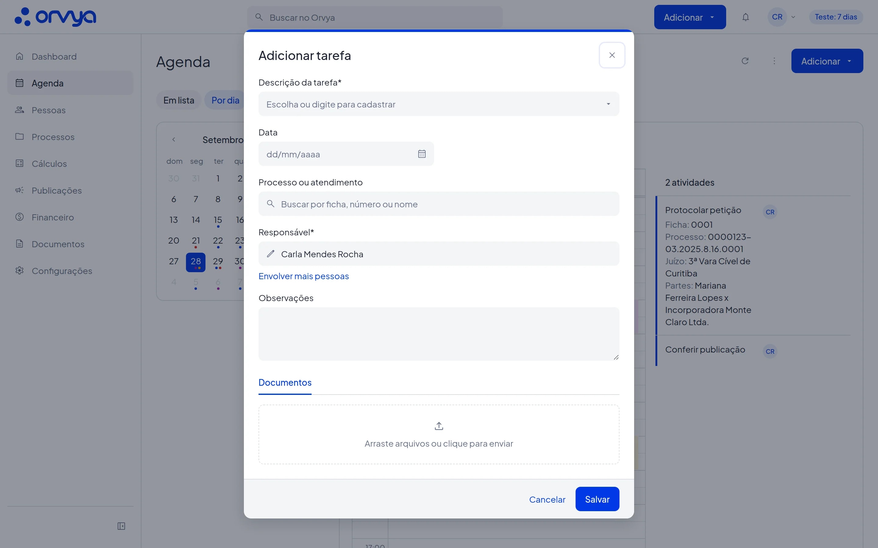 Modal Adicionar tarefa