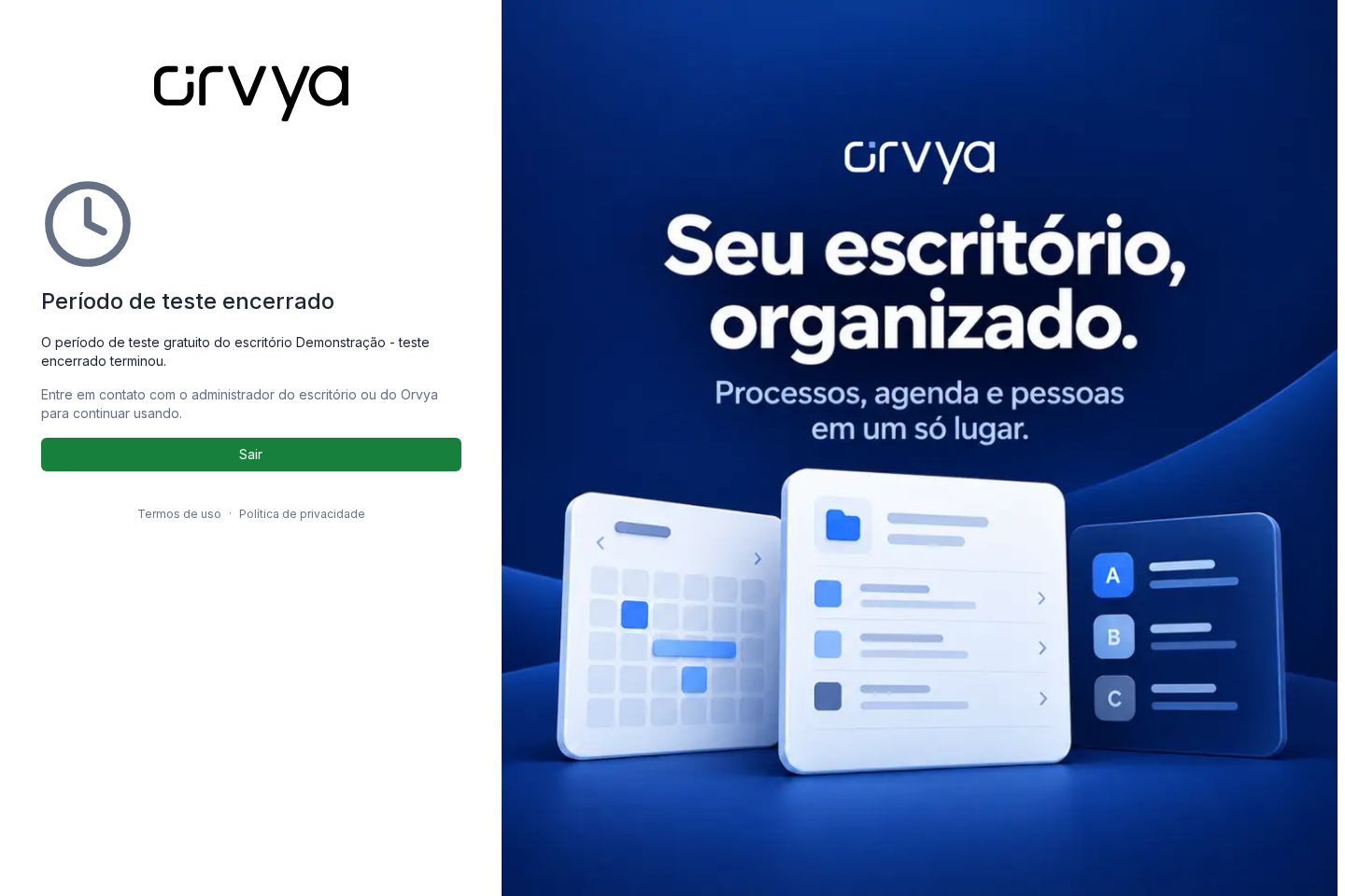 Período de teste encerrado